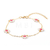 Shell Pearl & Acrylic Beads Flower Link Bracelets X1-BJEW-TA00003-04-1