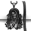 304 Stainless Steel Laser Cut Virgin Mary Pendant Box Chain Necklaces FS-WG69F53-03-1