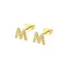 Brass Clear Cubic Zirconia Stud Earrings WGC2A80-13-2