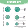 FIBLOOM 3 Pairs 3 Styles Natural Green Aventurine Round Stud Earrings with 925 Sterling Silver Pins EJEW-FI0002-16-2