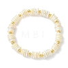 Electroplated Shell Pearl & Brass Beaded Stretch Bracelets for Women BJEW-JB13996-3