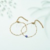 2Pcs 2 Style Brass Paperclip Chains & 304 Stainless Steel Satellite Chains Bracelets Set BJEW-JB08620-01-2