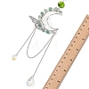 3Pcs Natural Rose Quartz & Aquamarine & Green Aventurine Chips & Brass Moon & 304 Stainless Steel Butterfly Suncatcher HJEW-TA00449-5