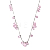 304 Stainless Steel Cubic Zirconia Teardrop & Flat Round Bib Ball Chain Necklaces for Women NJEW-F328-11P-08-1