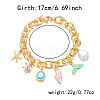 Beach Style Alloy Enamel & Plastic Pearl Charm Bracelets WG5E974-03-1