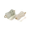 Natural Jade Bamboo Stick Charms with Rack Plating Brass Loops G-G110-03B-G-2