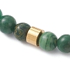 Natural West African Jade  Round & 304 Stainless Steel Beads Stretch Bracelets for Men Women BJEW-JB12920-3
