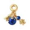 Rack Plating Brass Blue Enamel European Dangle Charms X-KK-P279-31G-1