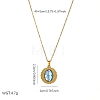 304 Stainless Steel Indian Sapphire Rhinestone Textured Geometric Pendant Necklaces for Women WG1D719-02-1