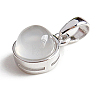 Rhodium Plated 925 Sterling Silver Pave Natural White Agate Half Round Charms G-NH0001-12E-2