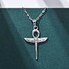 Ankh Cross with Wings 304 Stainless Steel Pendant Necklaces NJEW-H059-08P-3