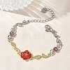 Brass Micro Pave Clear Cubic Zirconia Link Chain Bracelets for Women BJEW-C156-05GP-2