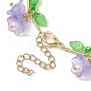 Flower Glass & Acrylic Charm Bracelets BJEW-JB10443-02-4