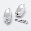 Rhodium Plated 925 Sterling Silver Box Clasps STER-F037-026P-3