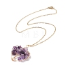 Natural Amethyst Chips Heart with Tree of Life Pendant Necklace NJEW-JN03906-03-1