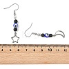 Handmade Evil Eye Lampwork and Natural Lava Rock Dangle Earrings EJEW-JE07451-02-5