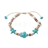 Ocean Theme Starfish Turtle Synthetic Turquoise & Coconut Braided Bead Bracelet Sets BJEW-JB11460-01-2