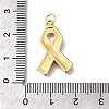 October Breast Cancer Pink Awareness Ribbon Brass Enamel Pendants KK-S517-04H-G-3