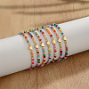 7Pcs CCB Heart & Glass Seed Round Beads Stretch Bracelets FS-WG8F785-01-1