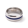 Royal Blue Enamel Grooved Line Finger Ring RJEW-I089-46P-2