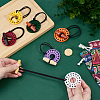 6Pcs 6 Styles Sunflower Wood Polyester Elastic Hair Ties OHAR-PH0001-36-3