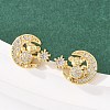 Brass Micro Pave Clear Cubic Zirconia Stud Earrings EJEW-F400-26A-G-1