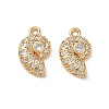 Brass Micro Pave Clear Cubic Zirconia Charms KK-P355-01C-G-1