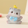 Resin Pudding Cat with Bowknot & Duck Mini Model Display Decorations PW-WGC7317-03-1