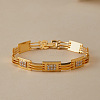 Brass Pave Clear Cubic Zirconia Link Chain Bracelets for Women WGA76CD-04-1