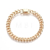 Ion Plating(IP) Brass Curb Chain Bracelet for Men Women BJEW-C024-01G-2