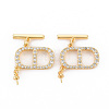 Brass Micro Pave Clear Cubic Zirconia Peg Bails Toggle Clasps KK-S354-291-NF-1