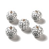 Halloween Printed Spider Webs Colored Wood European Beads WOOD-K007-04G-2