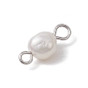 Natural Freshwater Pearl Potato Connector Charms PALLOY-JF03201-02-5