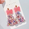 Transparent Acrylic Bowknot Christmas Tree Stud Dangle Earrings with Sequins FS-WGF0814-03-1