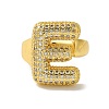 Letter Brass Micro Pave Clear Cubic Zirconia Open Cuff Ring for Women RJEW-N046-03E-G-2