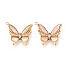 304 Stainless Steel & Shell & Rhinestone & ABS Imitation Pearl Butterfly Pendants STAS-T073-67B-G-1