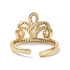 Clear Cubic Zirconia Crown Open Cuff Ring RJEW-P032-35G-3