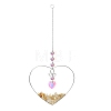 Natural Citrine Chips Wire Wrapped Metal Heart Hanging Ornaments PW-WG7A082-04-1