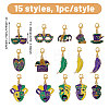 15Pcs Carnival Alloy Enamel Pendant Decorations HJEW-CA00095-2