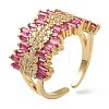 Brass Micro Pave Cubic Zirconia Cuff Rings RJEW-G113-07G-1