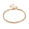 PVD Vacuum Plating 304 Stainless Steel Rope Chain Bracelet for Men Women BJEW-E031-12G-02-1