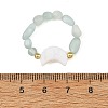 2Pcs Glass with Natural Freshwater Shell Beads Rings RJEW-JR01114-5