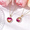 2Pcs 2 Styles Teardrop Heart K9 Glass Imitation Tourmaline Pendant Necklaces Sets NJEW-JN05188-01-1