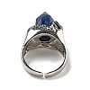 Hexagonal Prism Natural Lapis Lazuli Open Cuff Rings RJEW-B106-01P-03-4