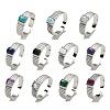 Natural Gemstone Adjustable Rings RJEW-K269-12P-1