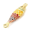 Brass Enamel Fish Connector Charms KK-H527-11G-01-2