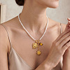 304 Stainless Steel Sacred Heart Sun Pendant White Glass Beaded Necklaces for Women WG88FB4-01-4