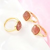 Natural Strawberry Quartz Finger Rings with Brass Findings G-H353-04G-05-1