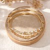 2Pcs Brass & Glass Beads Braided Bead Bracelets for Women IU7406-2-4