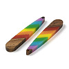 Pride Rainbow Theme Resin & Walnut Wood Pendants WOOD-K012-05A-2